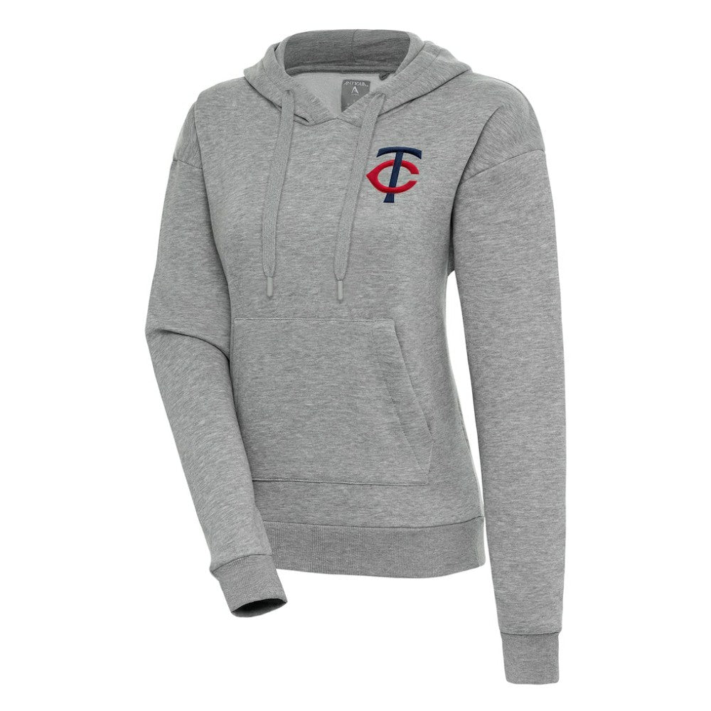 Minnesota Twins Antigua Women's Victory Pullover Hoodie - Heather Gray Hoodies