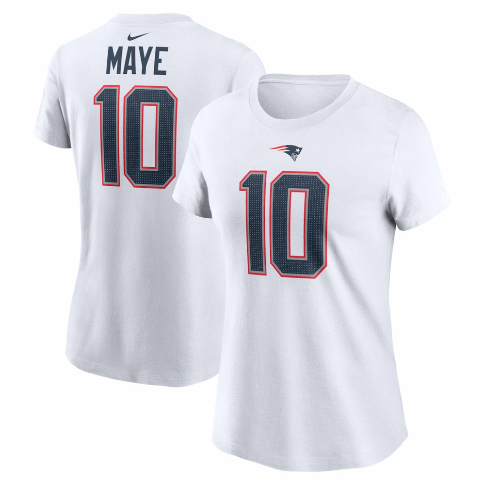 Drake Maye New England Patriots Women's Player Name & Number T-Shirt - White T-shirts