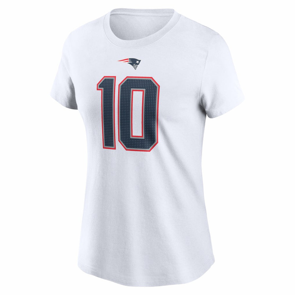 Drake Maye New England Patriots Women's Player Name & Number T-Shirt - White T-shirts