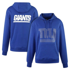 New York Giants Cuce Women's Rhinestone Logo Wordmark Pullover Hoodie - Royal Hoodies
