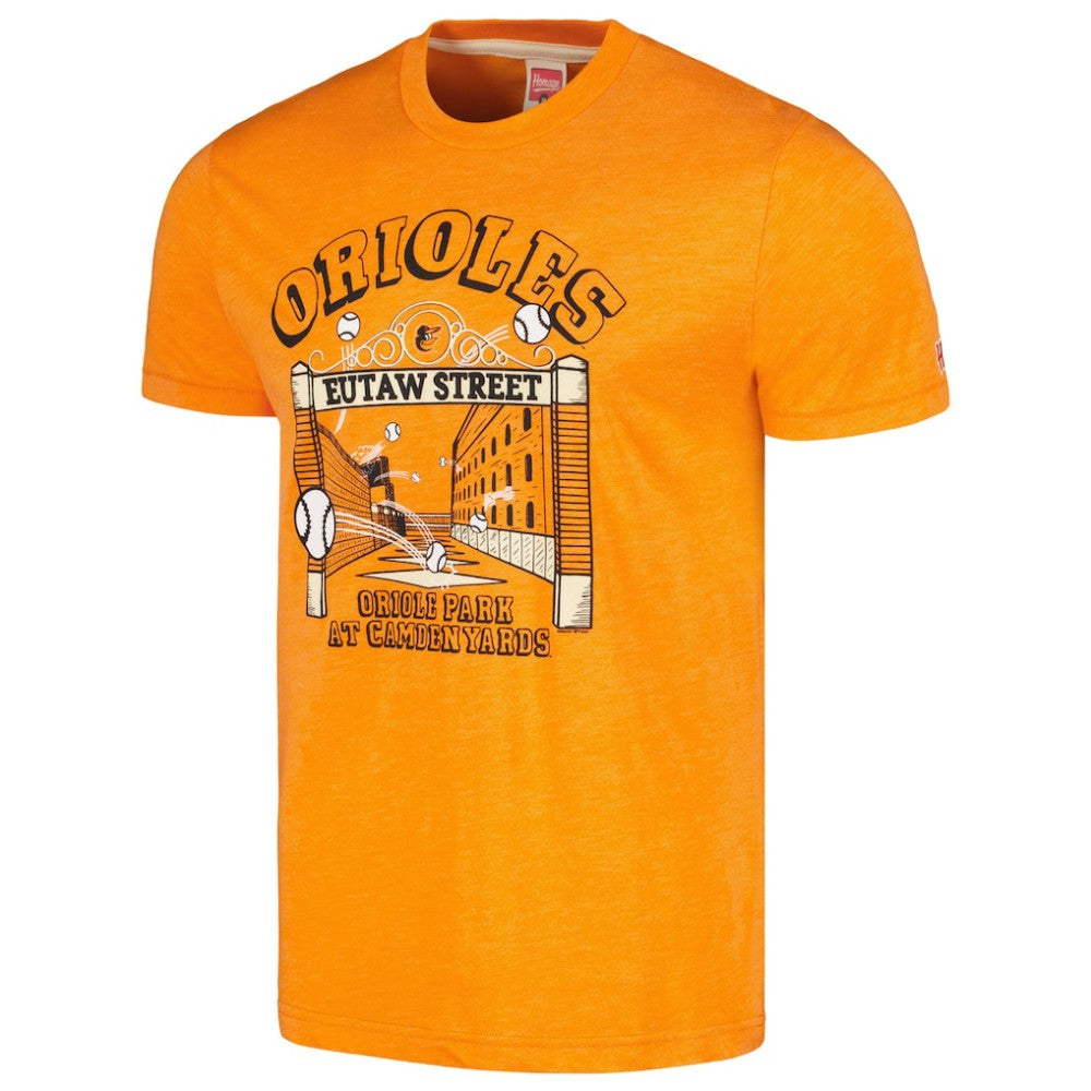 Baltimore Orioles Homage Eutaw Street Hyper Local Tri-Blend T-Shirt - Orange T-shirts