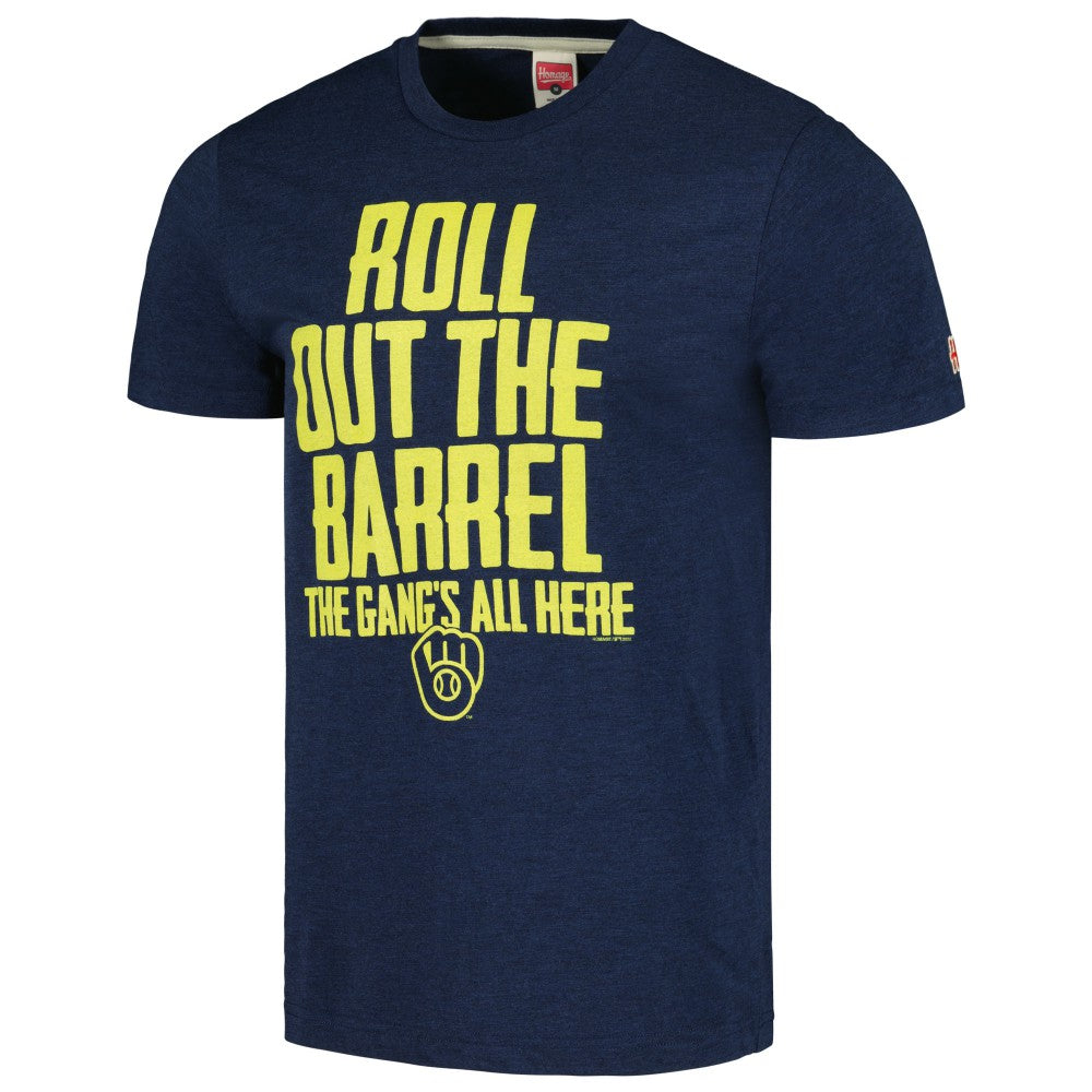 Milwaukee Brewers Homage Gangs All Here Hyper Local Tri-Blend T-Shirt - Navy T-shirts