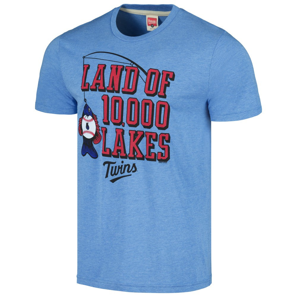 Minnesota Twins Homage Land of 10,000 Lakes Hyper Local Tri-Blend T-Shirt - Light Blue T-shirts