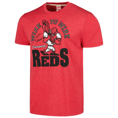 Cincinnati Reds Homage Doodle Collection Wire to Wire Tri-Blend T-Shirt - Red T-shirts