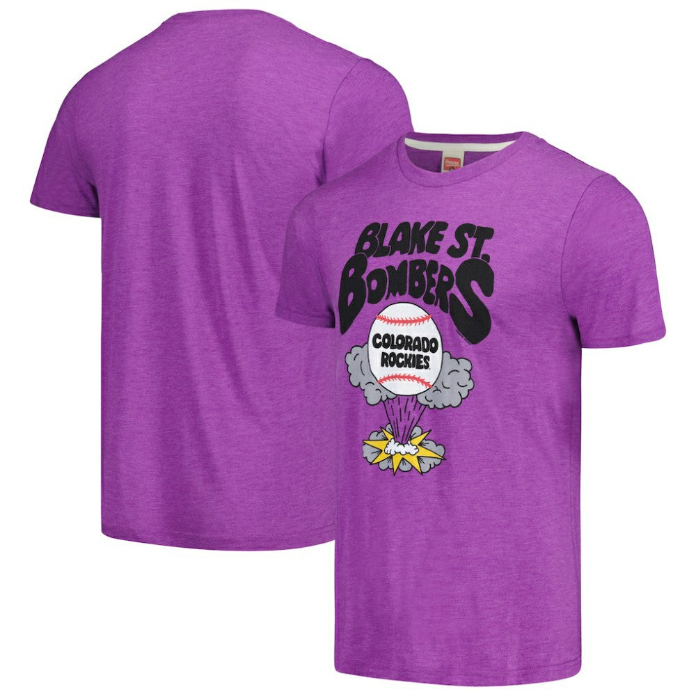 Colorado Rockies Homage Doodle Collection Blake St. Bombers Tri-Blend T-Shirt - Purple T-shirts
