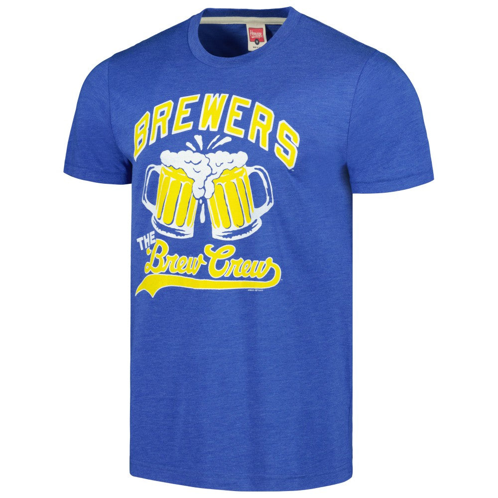 Milwaukee Brewers Homage Doodle Collection The Brew Crew Tri-Blend T-Shirt - Royal T-shirts