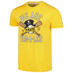Pittsburgh Pirates Homage Doodle Collection We Are Fam-A-Lee Tri-Blend T-Shirt - Gold T-shirts