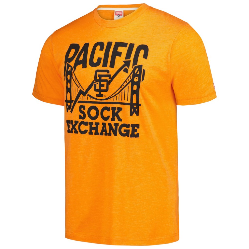 San Francisco Giants Homage Doodle Collection Pacific Sock Exchange Tri-Blend T-Shirt - Orange T-shirts