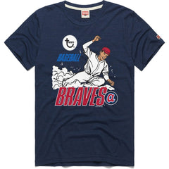 Atlanta Braves Homage x Topps Tri-Blend T-Shirt - Navy T-shirts