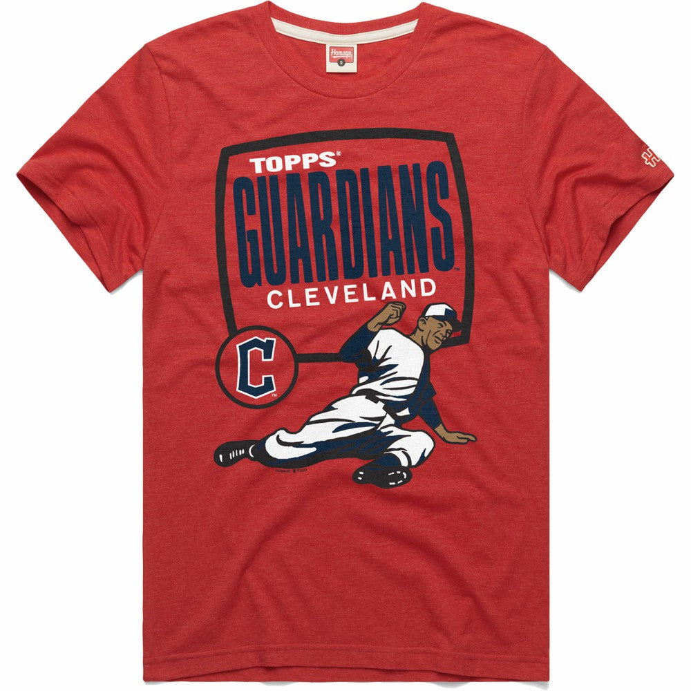 Cleveland Guardians Homage x Topps Tri-Blend T-Shirt - Red T-shirts