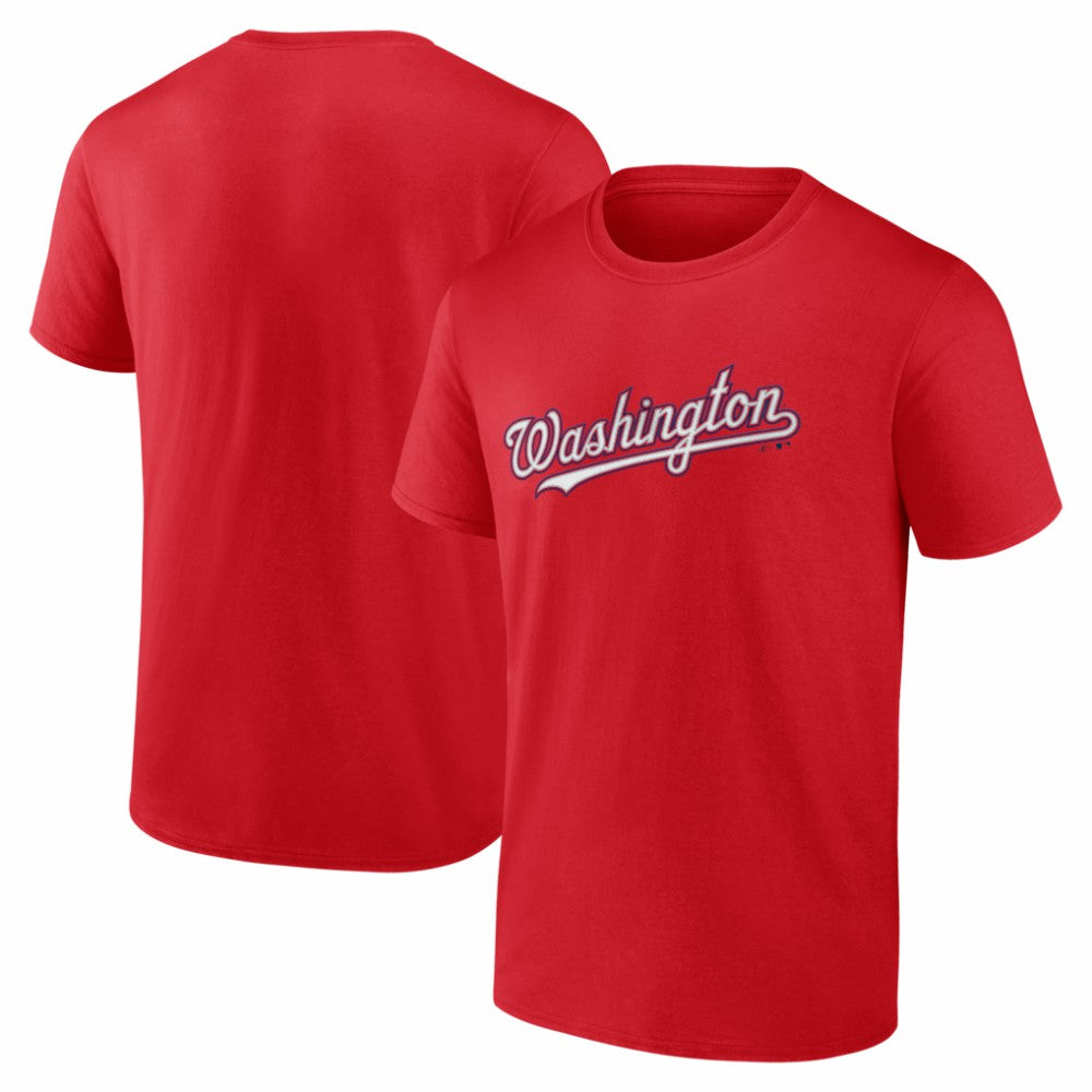 Washington Nationals Logo Athletic Wordmark T-Shirt - Red T-shirts