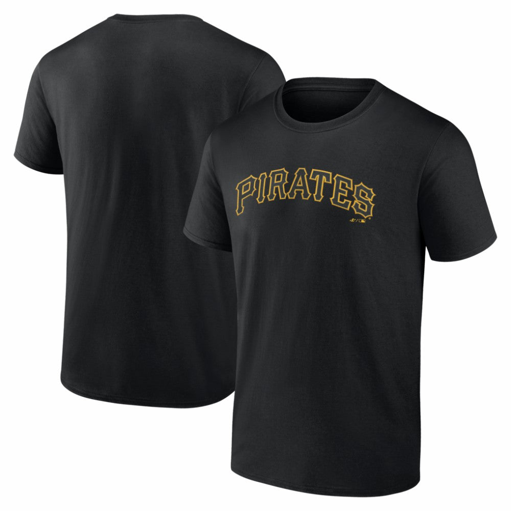 Pittsburgh Pirates Logo Athletic Wordmark T-Shirt - Black T-shirts