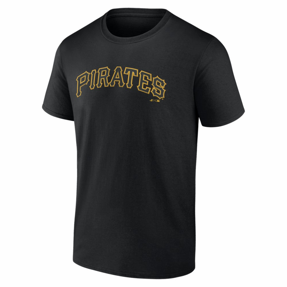 Pittsburgh Pirates Logo Athletic Wordmark T-Shirt - Black T-shirts