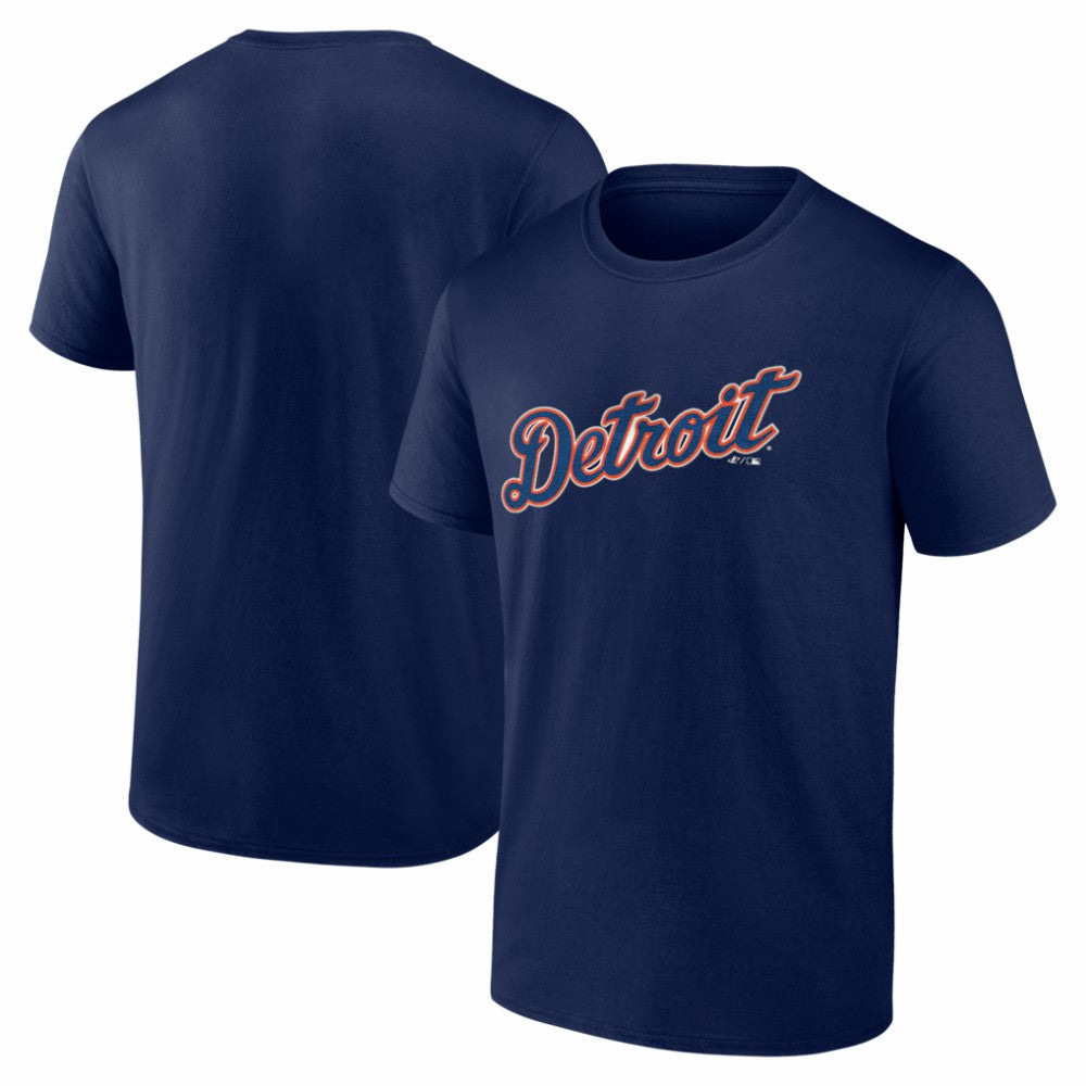 Detroit Tigers Logo Athletic Wordmark T-Shirt - Navy T-shirts