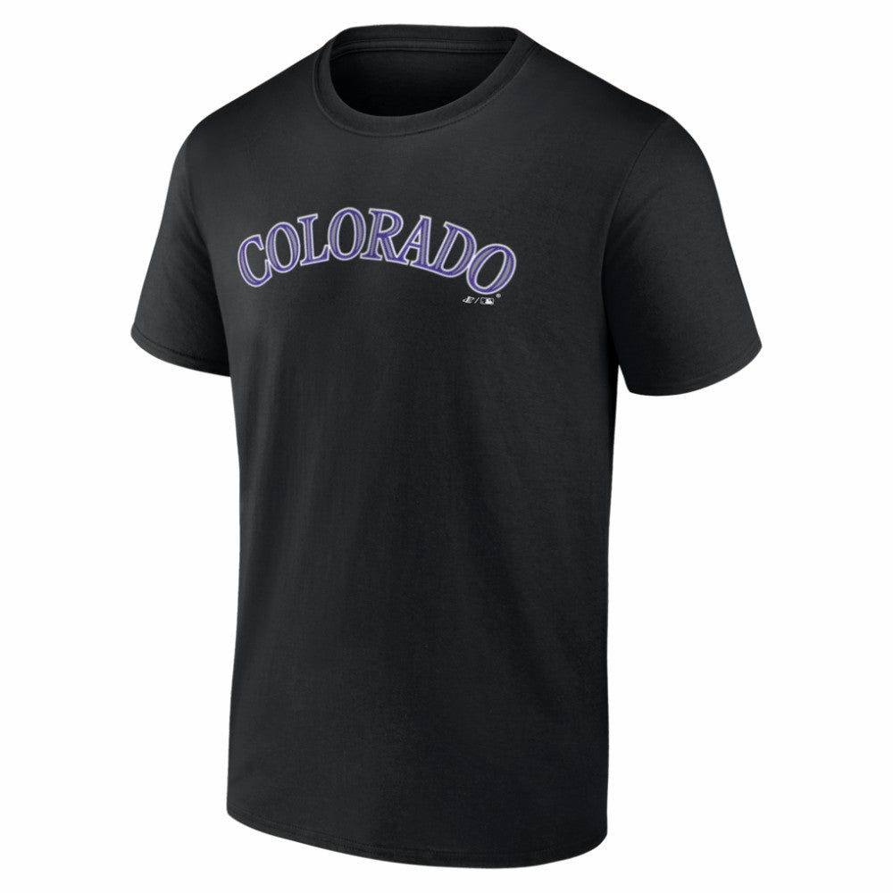 Colorado Rockies Logo Athletic Wordmark T-Shirt - Black T-shirts