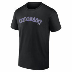 Colorado Rockies Logo Athletic Wordmark T-Shirt - Black T-shirts