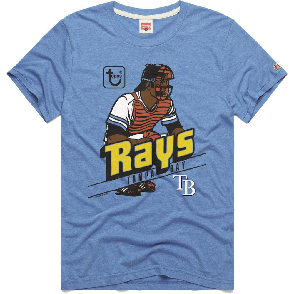 Tampa Bay Rays Homage x Topps Tri-Blend T-Shirt - Light Blue T-shirts