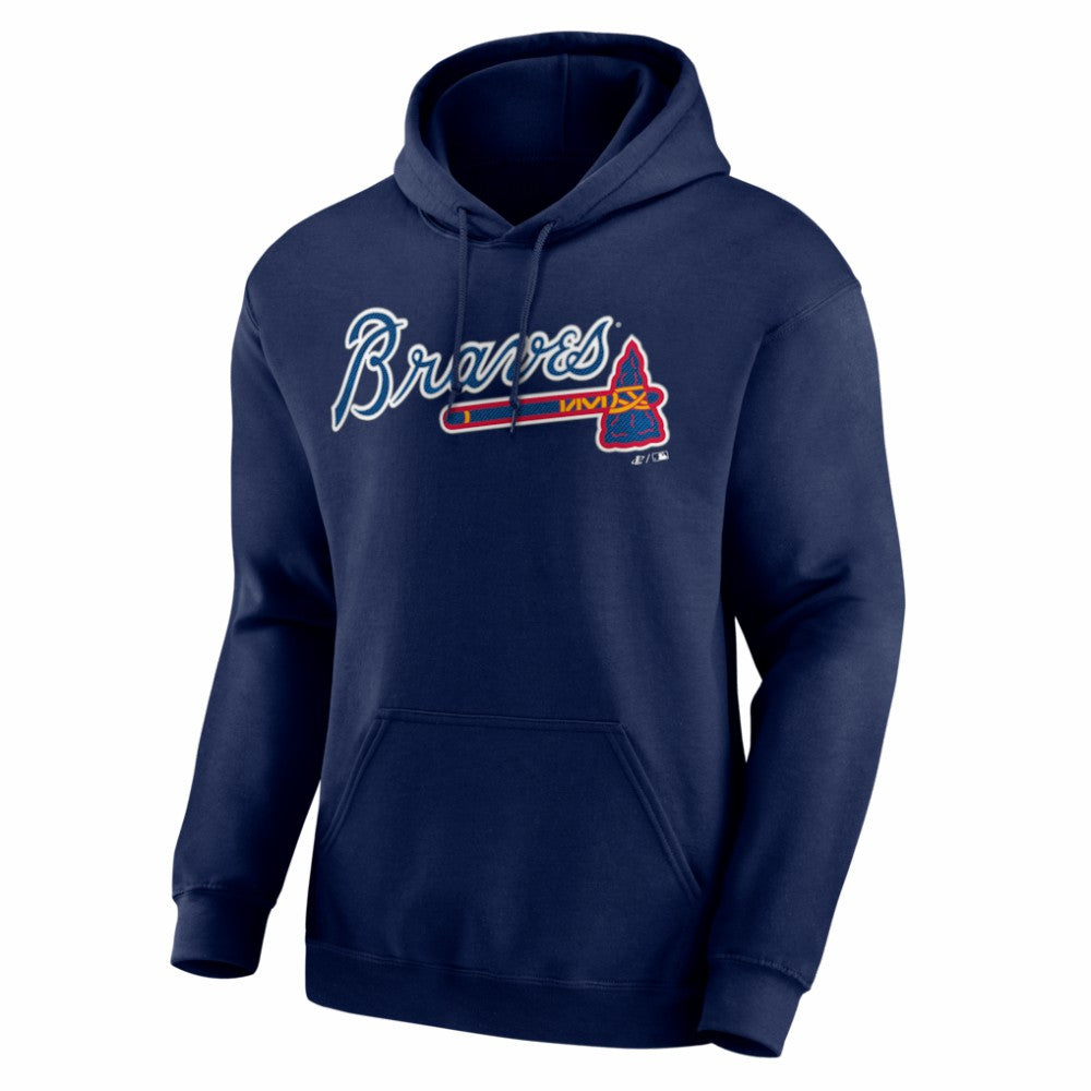 Atlanta Braves Logo Athletic Wordmark Hoodie - Navy Hoodies