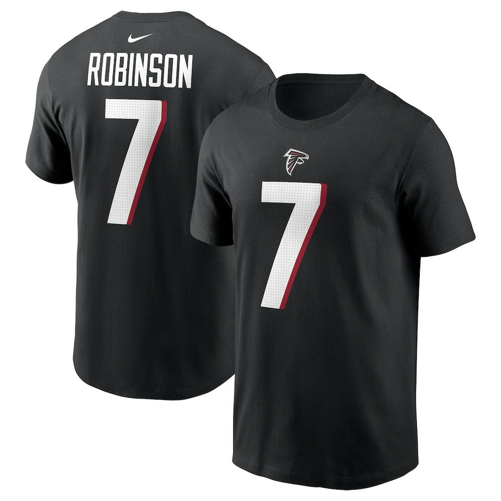 Bijan Robinson Atlanta Falcons Player Name & Number T-Shirt - Black T-shirts