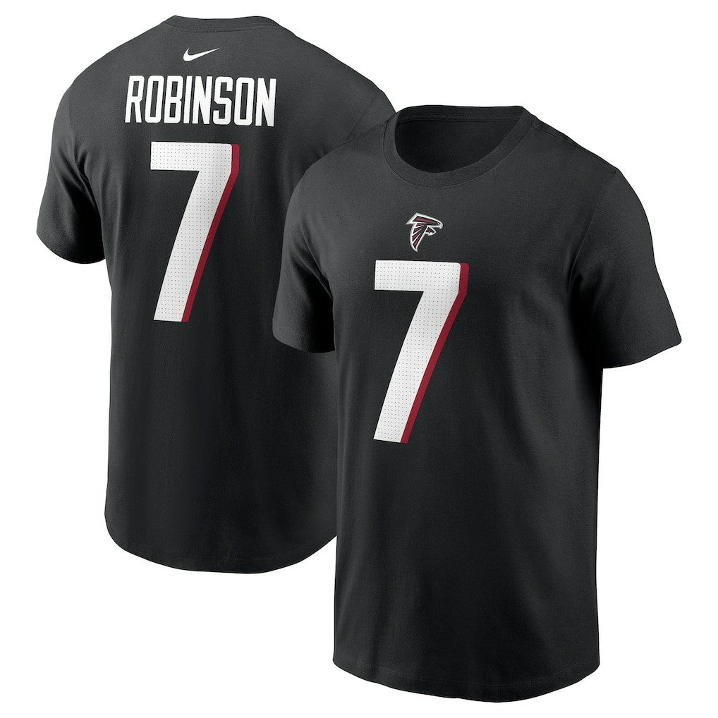 Bijan Robinson Atlanta Falcons Player Name & Number T-Shirt - Black T-shirts