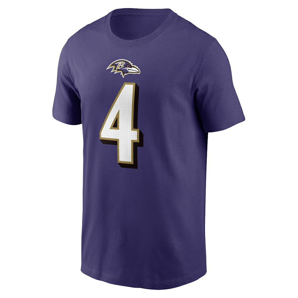 Zay Flowers Baltimore Ravens Player Name & Number T-Shirt - Purple T-shirts