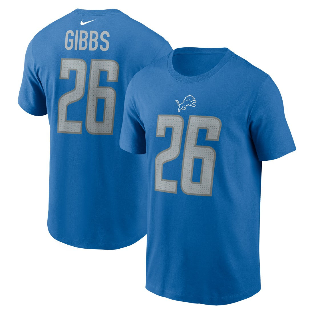 Jahmyr Gibbs Detroit Lions 2023 NFL Draft First Round Pick Player Name & Number T-Shirt - Blue T-shirts