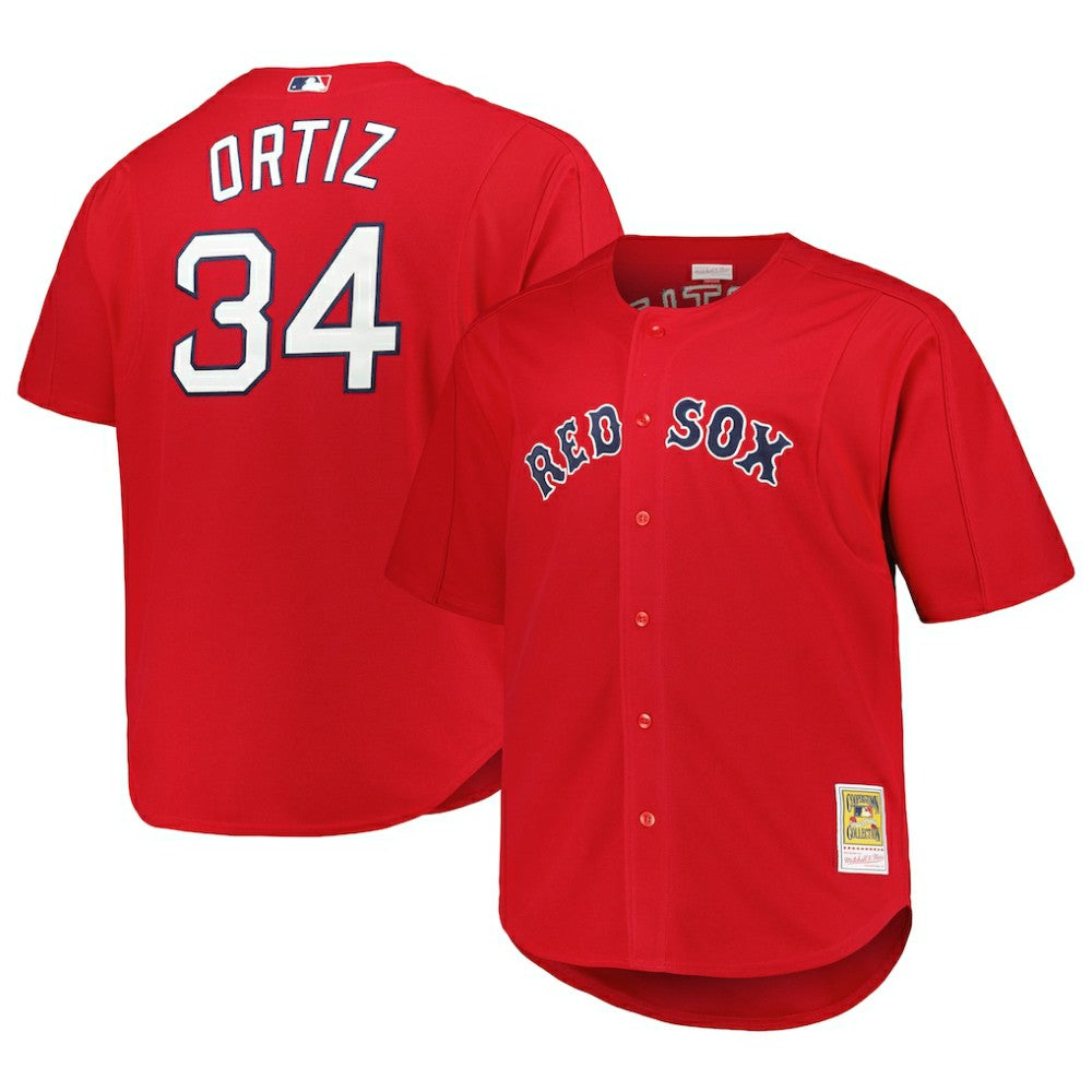 David Ortiz Boston Red Sox Mitchell & Ness Big & Tall Cooperstown Mesh Batting Practice Jersey - Red Jerseys