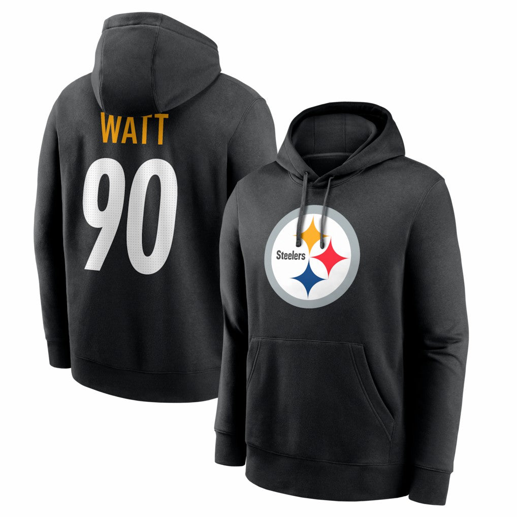 T.J. Watt Pittsburgh Steelers Name & Number Fleece Hoodie - Black Hoodies