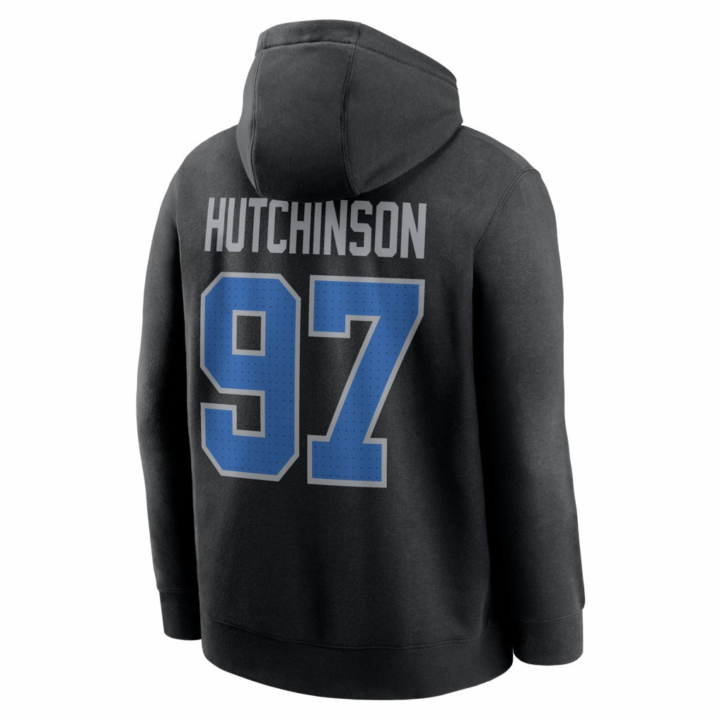Aidan Hutchinson Detroit Lions Name & Number Fleece Hoodie - Black Hoodies