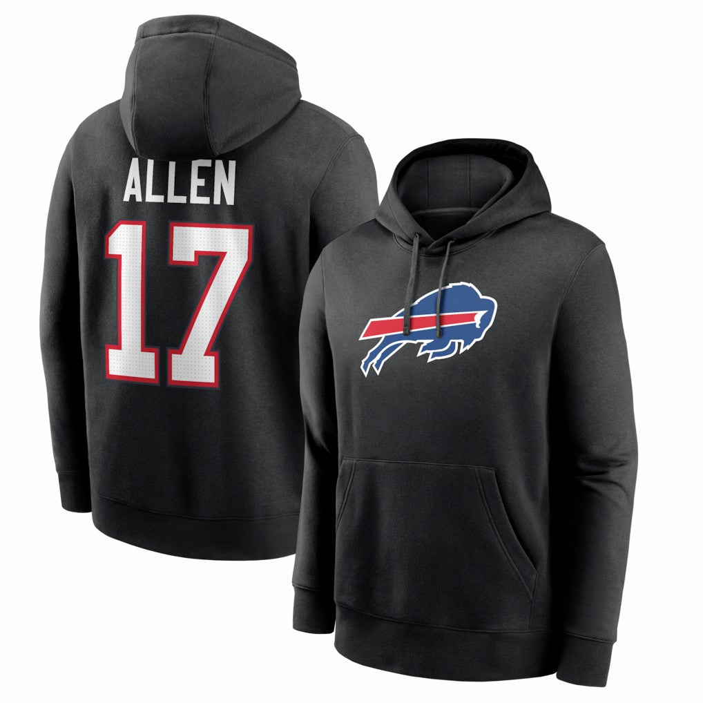 Josh Allen Buffalo Bills Name & Number Fleece Hoodie - Black Hoodies