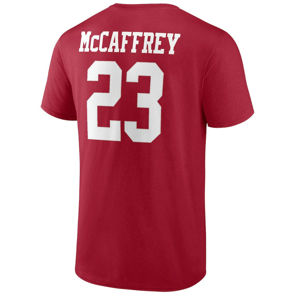 Christian McCaffrey San Francisco 49ers Player Icon Name & Number T-Shirt - Scarlet T-shirts