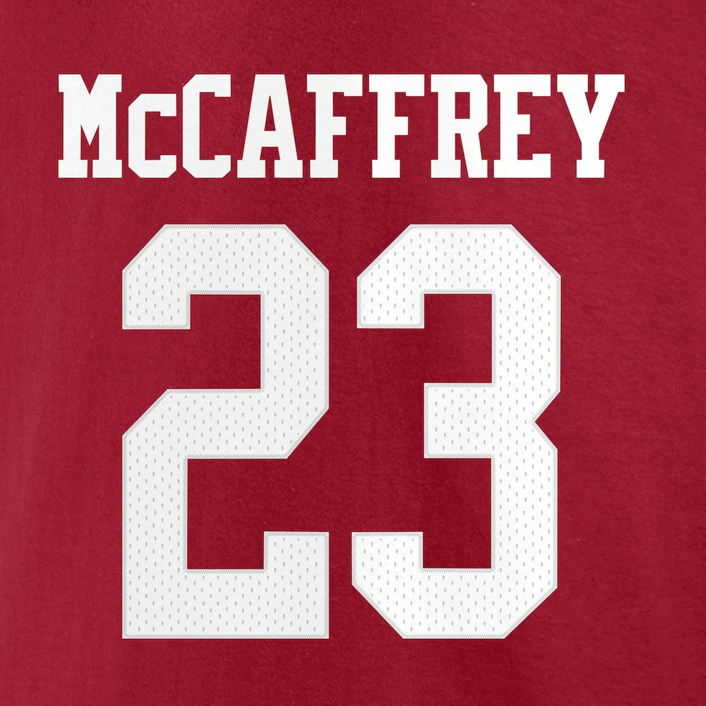 Christian McCaffrey San Francisco 49ers Player Icon Name & Number T-Shirt - Scarlet T-shirts