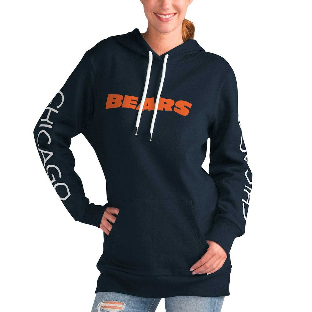 Chicago Bears G-III 4Her by Carl Banks Women's Extra Inning Pullover Hoodie - Navy Hoodies