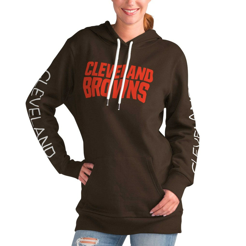 Cleveland Browns G-III 4Her by Carl Banks Women's Extra Inning Pullover Hoodie - Brown Hoodies