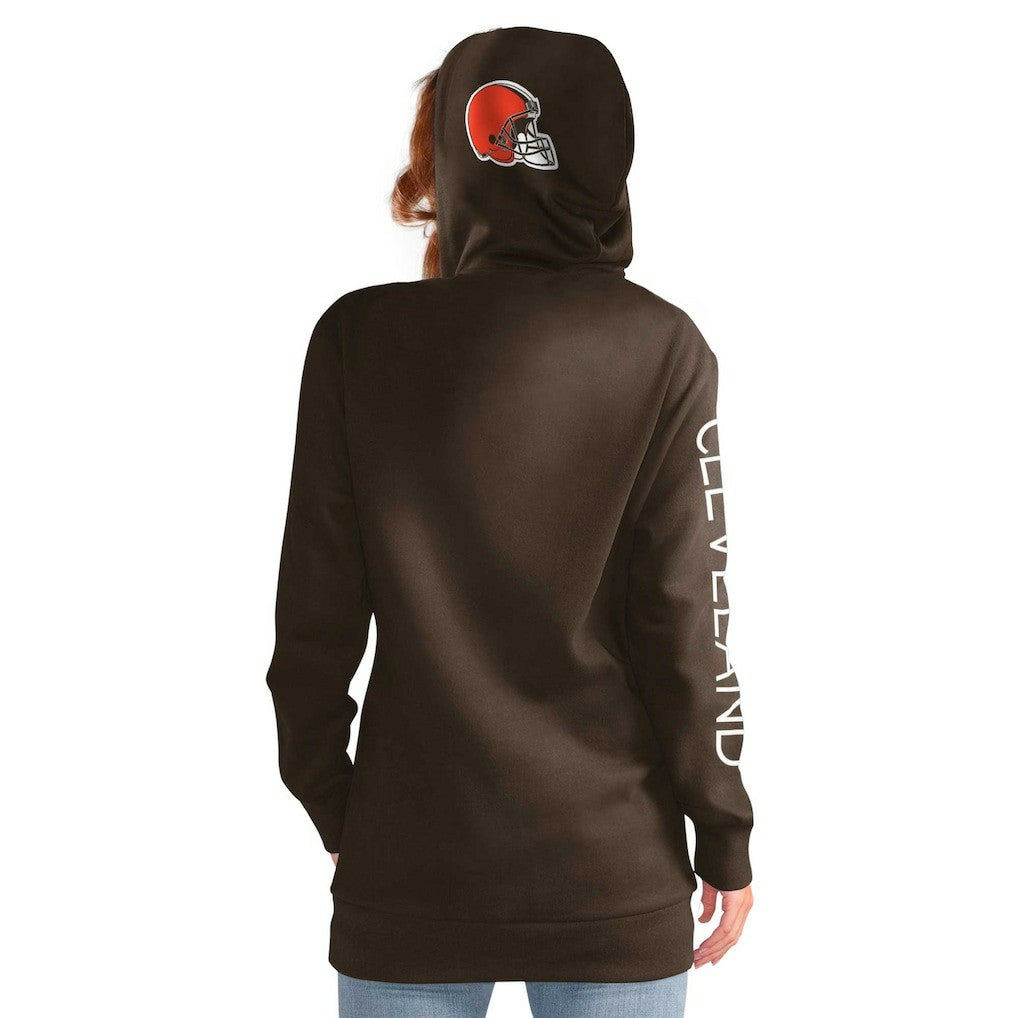 Cleveland Browns G-III 4Her by Carl Banks Women's Extra Inning Pullover Hoodie - Brown Hoodies