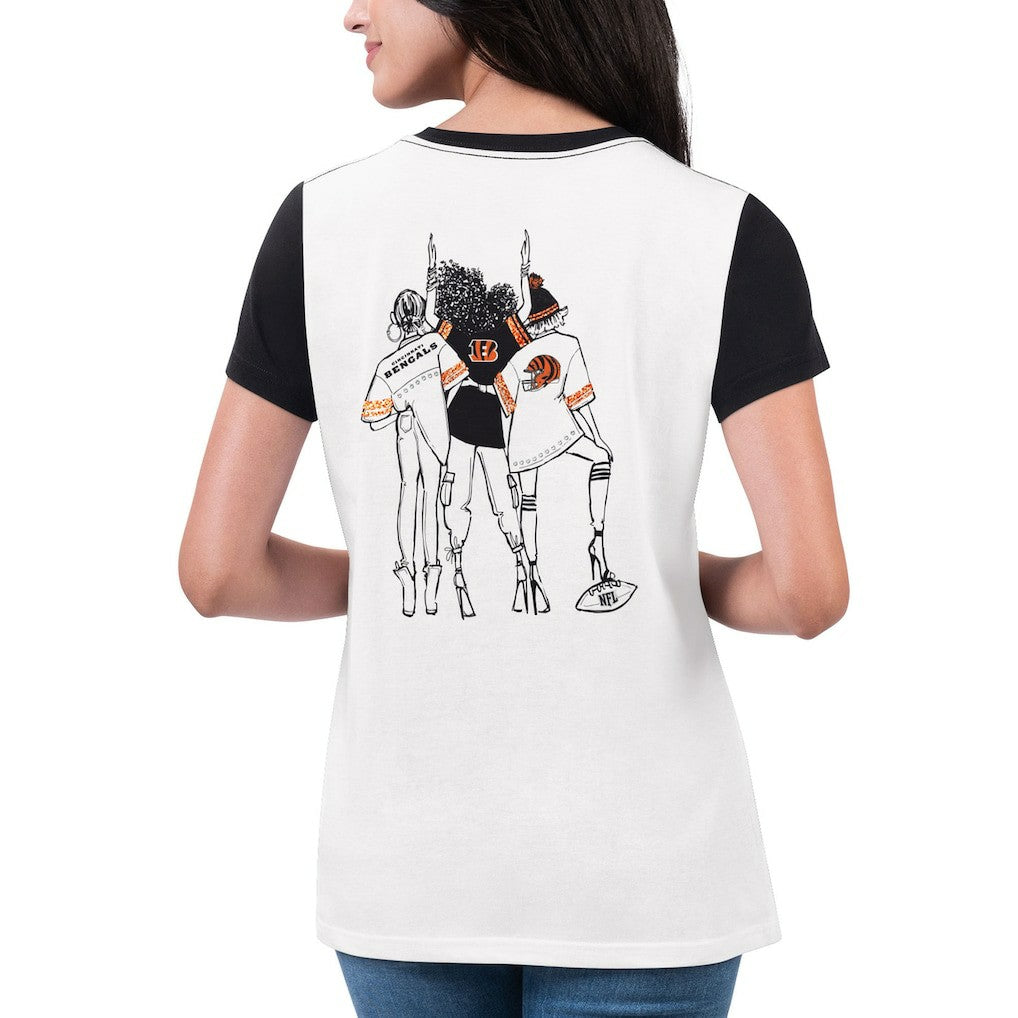 Cincinnati Bengals G-III 4Her by Carl Banks Women's Fashion Illustration T-Shirt - White/Black T-shirts