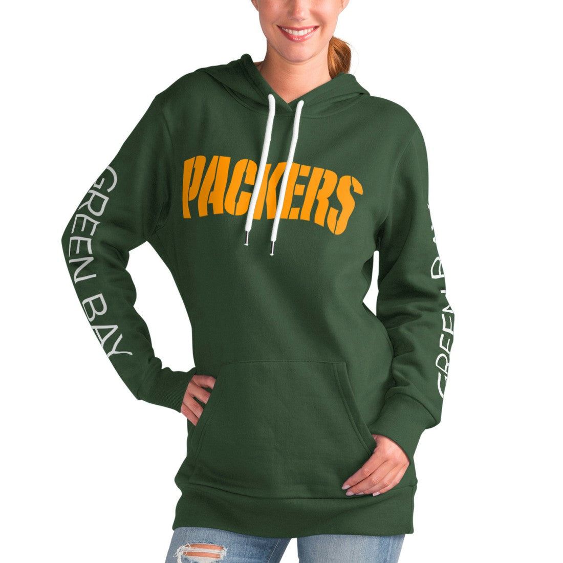 Green Bay Packers G-III 4Her by Carl Banks Women's Extra Inning Pullover Hoodie - Green Hoodies