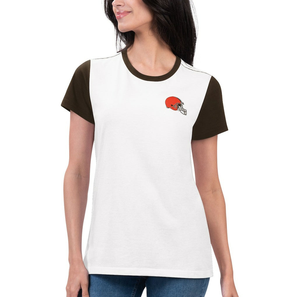 Cleveland Browns G-III 4Her by Carl Banks Women's Fashion Illustration T-Shirt - White/Brown T-shirts