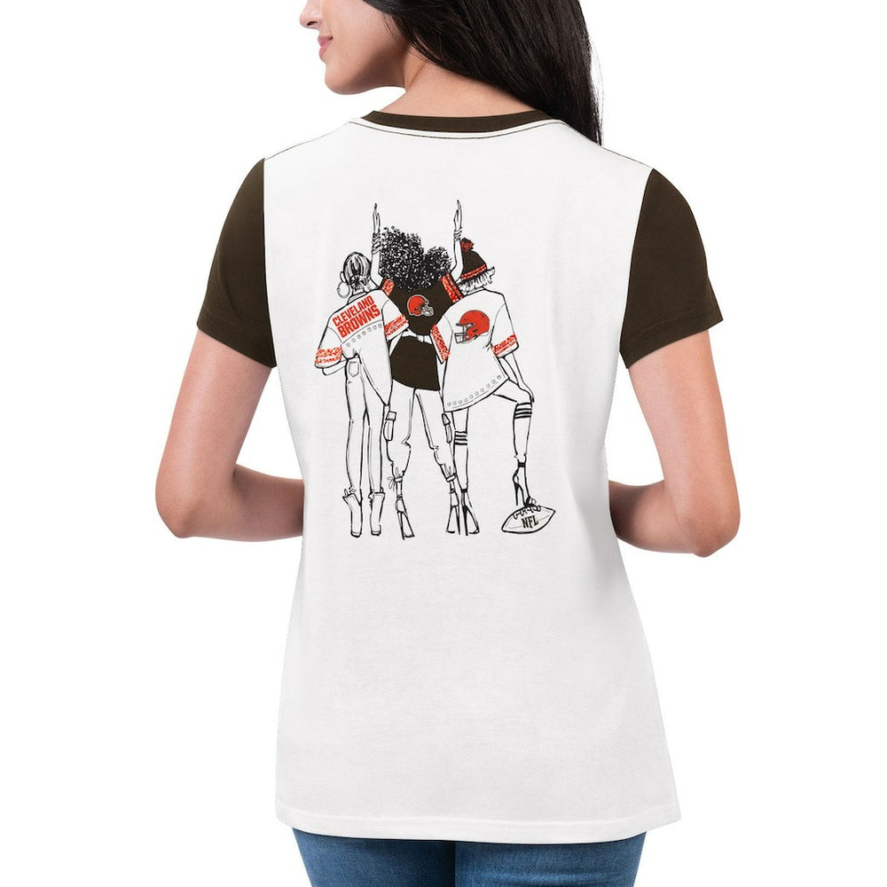 Cleveland Browns G-III 4Her by Carl Banks Women's Fashion Illustration T-Shirt - White/Brown T-shirts