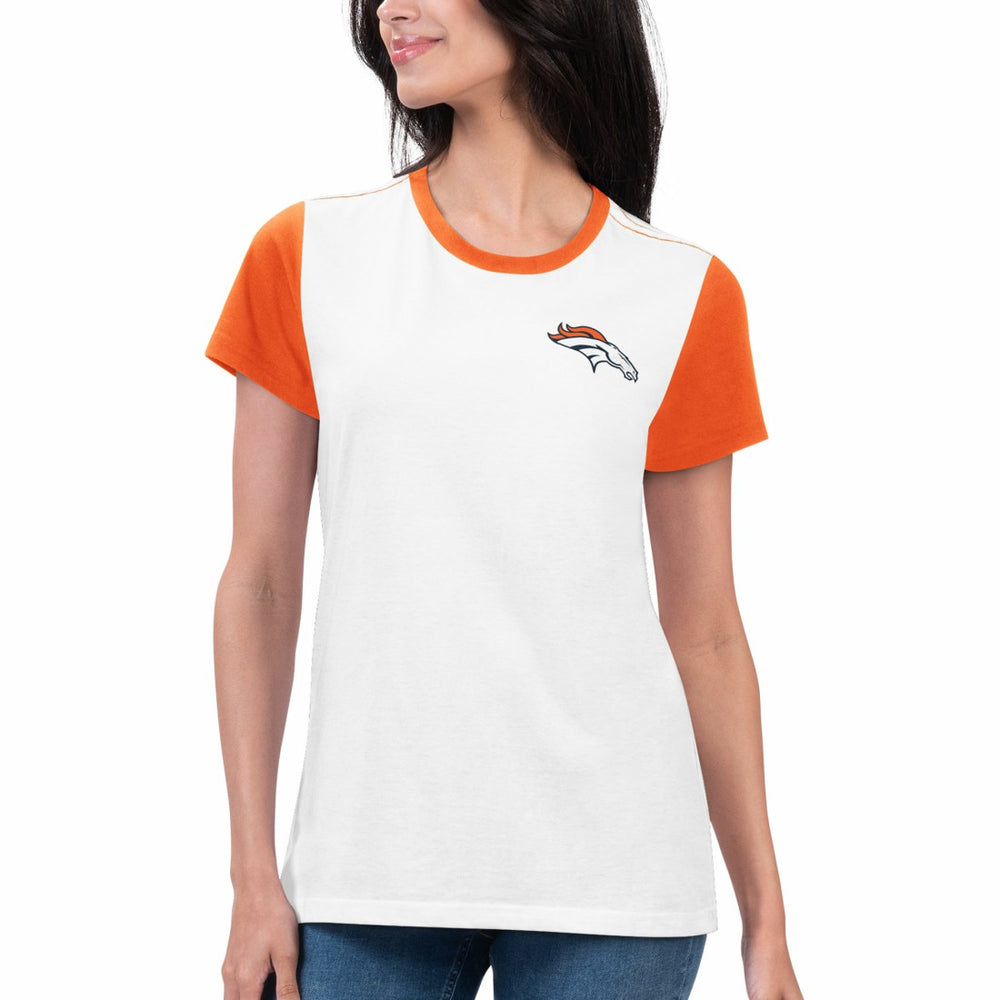 Denver Broncos G-III 4Her by Carl Banks Women's Fashion Illustration T-Shirt - White/Orange T-shirts
