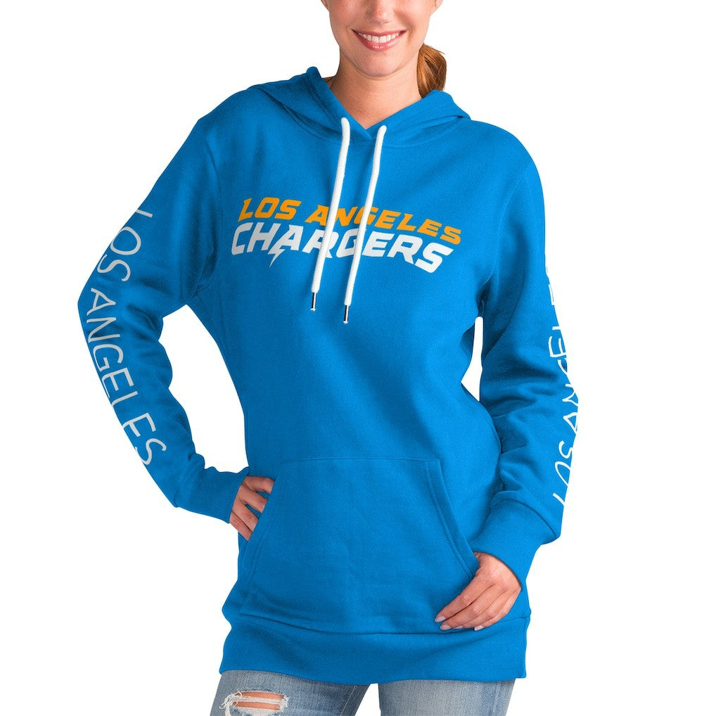 Los Angeles Chargers G-III 4Her by Carl Banks Women's Extra Inning Pullover Hoodie - Powder Blue Hoodies
