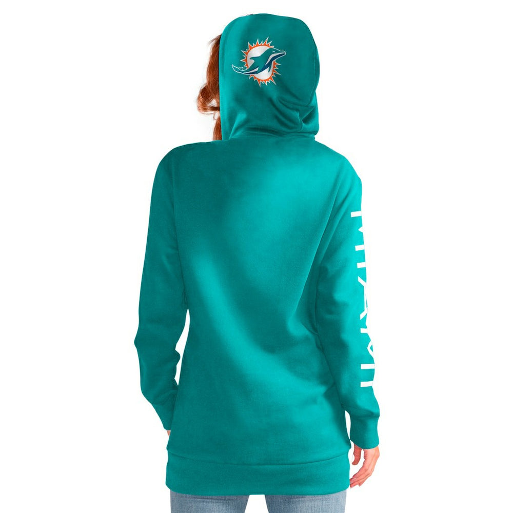 Miami Dolphins G-III 4Her by Carl Banks Women's Extra Inning Pullover Hoodie - Aqua Hoodies