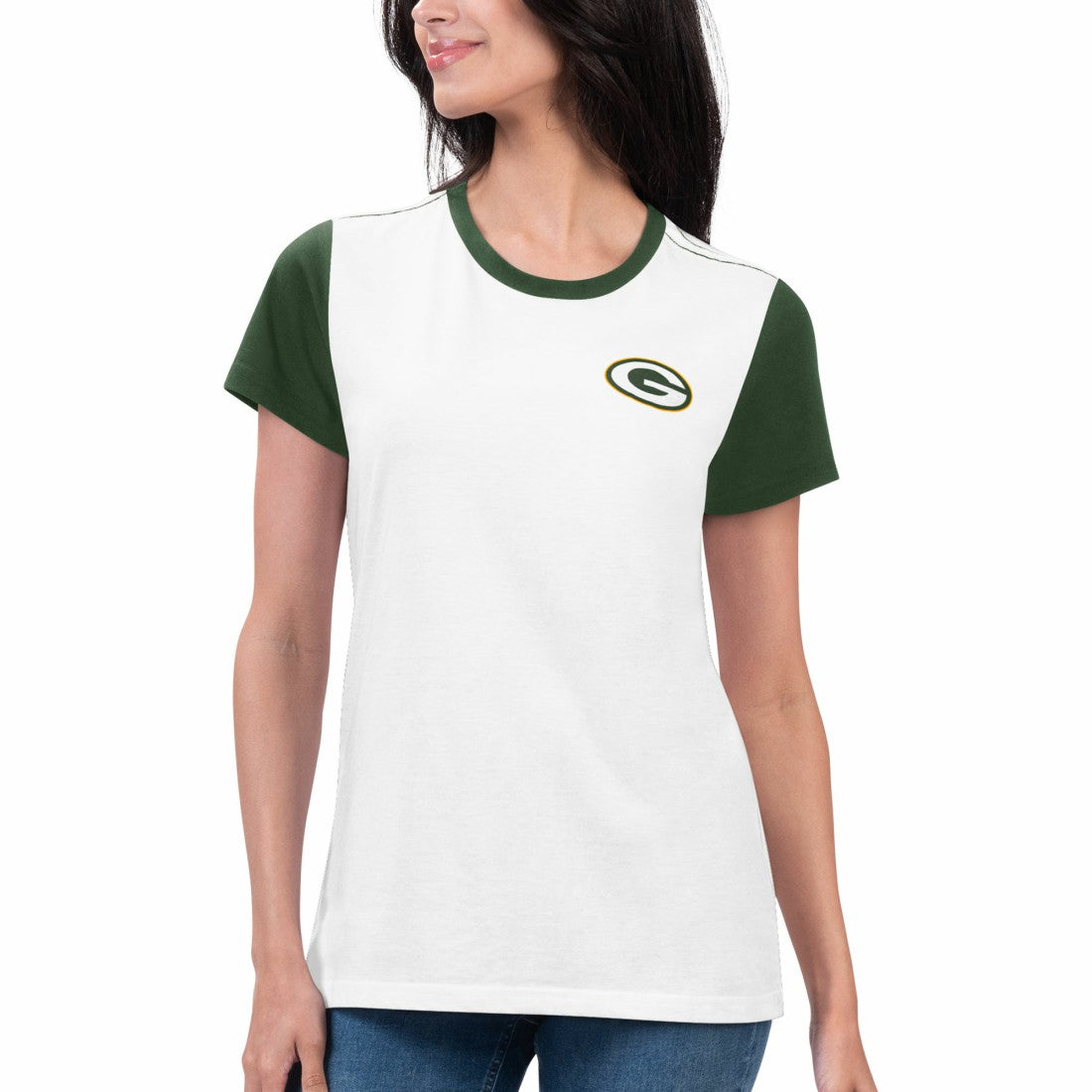 Green Bay Packers G-III 4Her by Carl Banks Women's Fashion Illustration T-Shirt - White/Green T-shirts