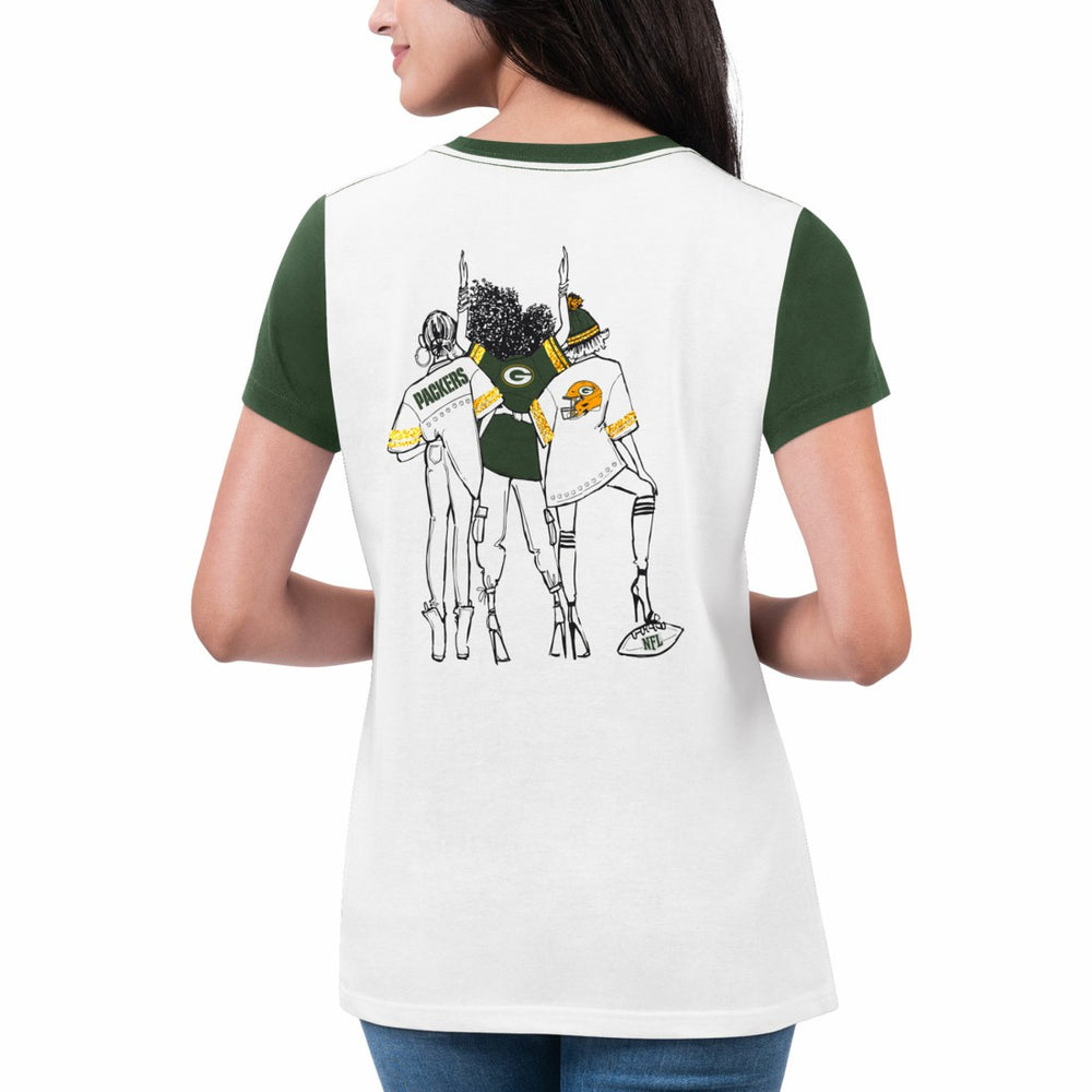 Green Bay Packers G-III 4Her by Carl Banks Women's Fashion Illustration T-Shirt - White/Green T-shirts