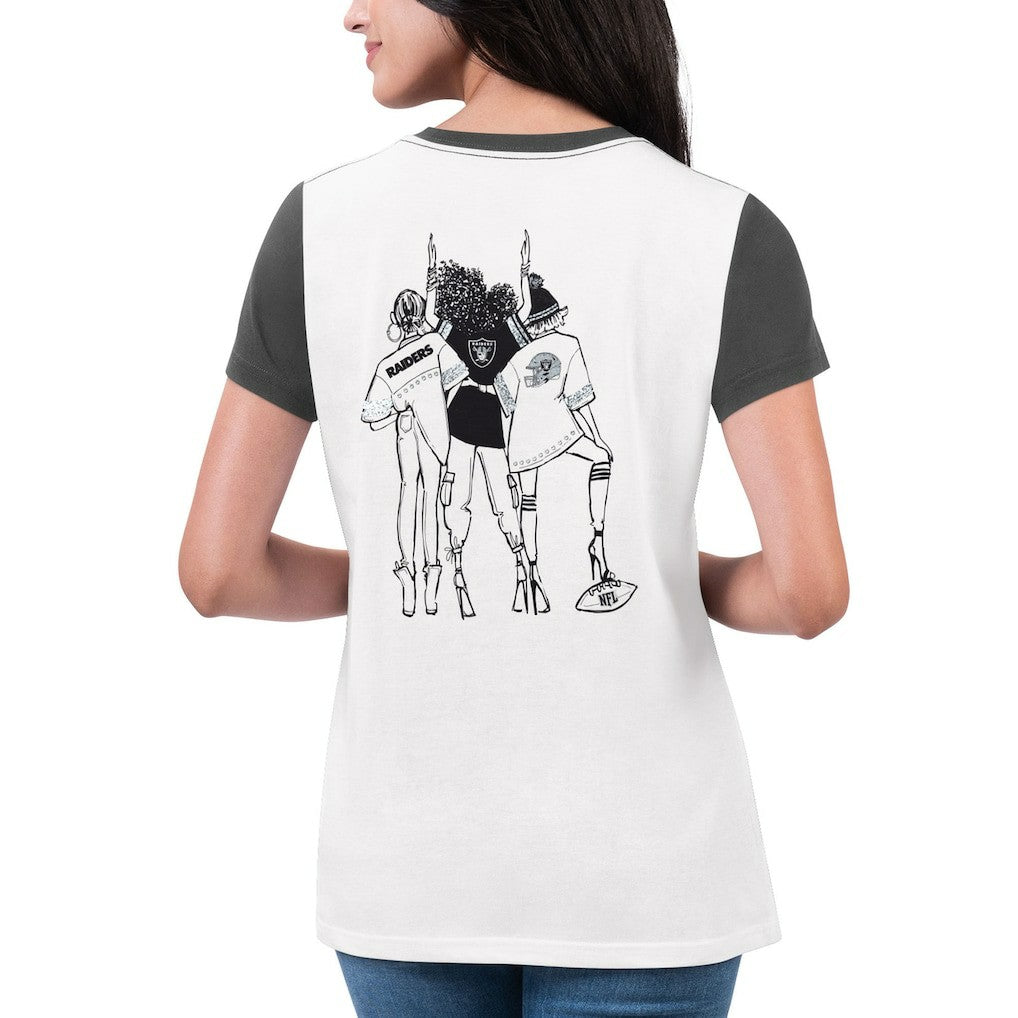 Las Vegas Raiders G-III 4Her by Carl Banks Women's Fashion Illustration T-Shirt - White/Black T-shirts