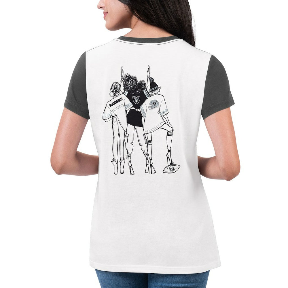 Las Vegas Raiders G-III 4Her by Carl Banks Women's Fashion Illustration T-Shirt - White/Black T-shirts