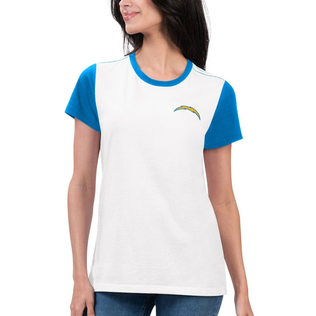 Los Angeles Chargers G-III 4Her by Carl Banks Women's Fashion Illustration T-Shirt - White/Powder Blue T-shirts