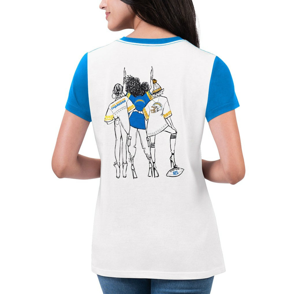 Los Angeles Chargers G-III 4Her by Carl Banks Women's Fashion Illustration T-Shirt - White/Powder Blue T-shirts