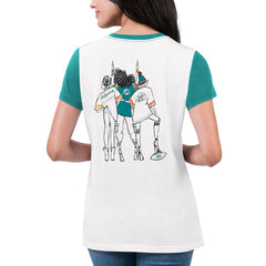 Miami Dolphins G-III 4Her by Carl Banks Women's Fashion Illustration T-Shirt - White/Aqua T-shirts