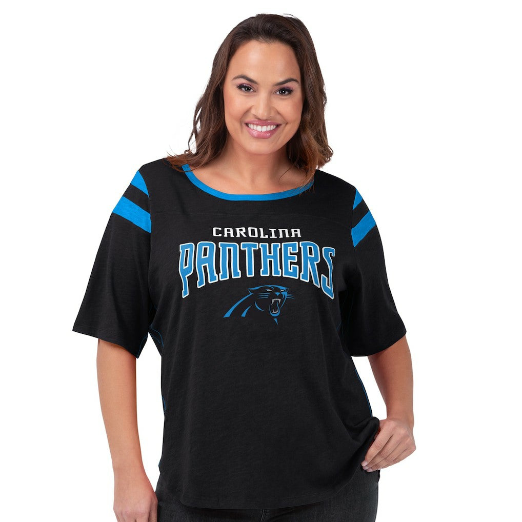 Carolina Panthers G-III 4Her by Carl Banks Women's Plus Size Linebacker T-Shirt - Black T-shirts